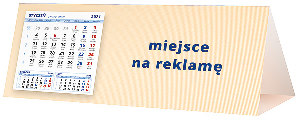 Kalendarz biurkowy, wzór KP3-063 – Tył piramidki – blok kalendarzowy i pole na Twoją reklamę
