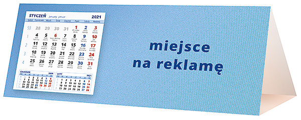 Kalendarz biurkowy, wzór KP3-064 – Tył piramidki – blok kalendarzowy i pole na Twoją reklamę