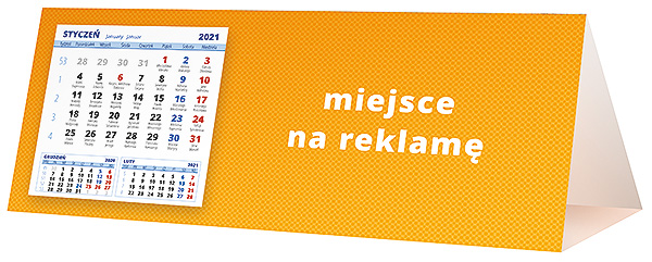 Kalendarz biurkowy, wzór KP3-066 – Tył piramidki – blok kalendarzowy i pole na Twoją reklamę