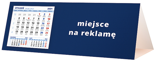 Kalendarz biurkowy, wzór KP3-067 – Tył piramidki – blok kalendarzowy i pole na Twoją reklamę