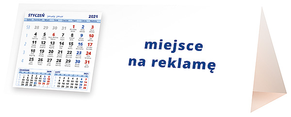 Kalendarz biurkowy, wzór KP3-068 – Tył piramidki – blok kalendarzowy i pole na Twoją reklamę