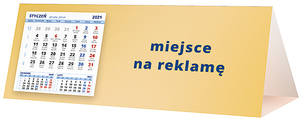 Kalendarz biurkowy, wzór KP3-069 – Tył piramidki – blok kalendarzowy i pole na Twoją reklamę