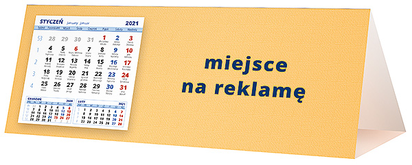 Kalendarz biurkowy, wzór KP3-071 – Tył piramidki – blok kalendarzowy i pole na Twoją reklamę