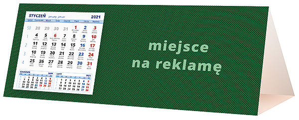 Kalendarz biurkowy, wzór KP3-072 – Tył piramidki – blok kalendarzowy i pole na Twoją reklamę