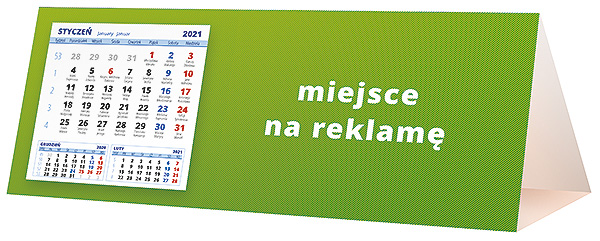 Kalendarz biurkowy, wzór KP3-074 – Tył piramidki – blok kalendarzowy i pole na Twoją reklamę