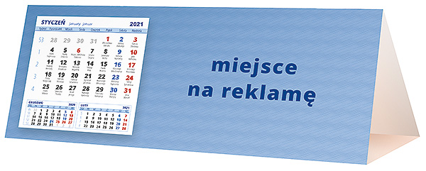 Kalendarz biurkowy, wzór KP3-075 – Tył piramidki – blok kalendarzowy i pole na Twoją reklamę