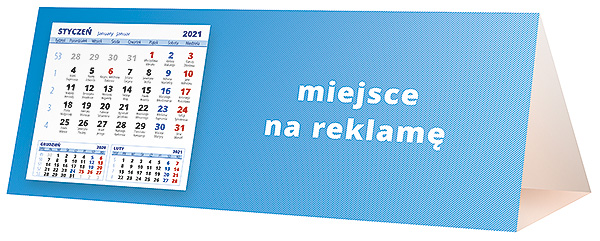 Kalendarz biurkowy, wzór KP3-076 – Tył piramidki – blok kalendarzowy i pole na Twoją reklamę