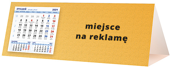 Kalendarz biurkowy, wzór KP3-077 – Tył piramidki – blok kalendarzowy i pole na Twoją reklamę