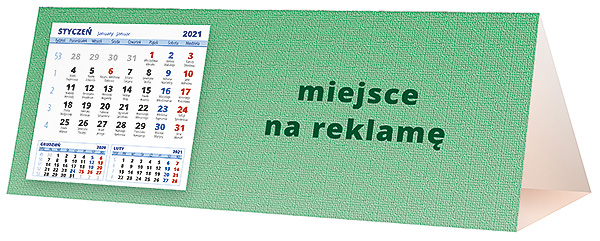 Kalendarz biurkowy, wzór KP3-078 – Tył piramidki – blok kalendarzowy i pole na Twoją reklamę