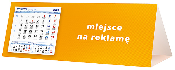 Kalendarz biurkowy, wzór KP3-079 – Tył piramidki – blok kalendarzowy i pole na Twoją reklamę