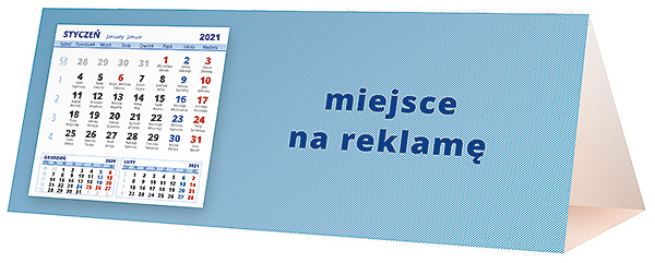 Kalendarz biurkowy, wzór KP3-080 – Tył piramidki – blok kalendarzowy i pole na Twoją reklamę