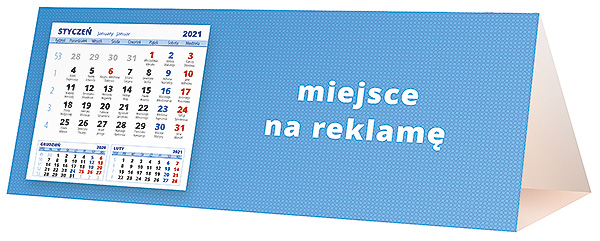 Kalendarz biurkowy, wzór KP3-081 – Tył piramidki – blok kalendarzowy i pole na Twoją reklamę