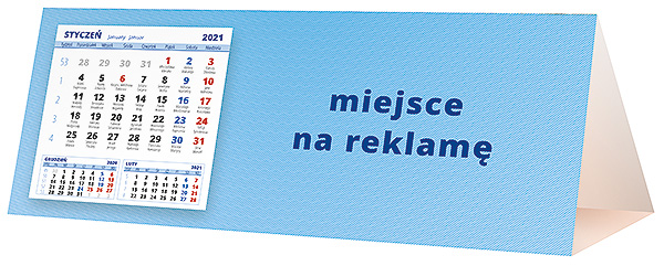 Kalendarz biurkowy, wzór KP3-082 – Tył piramidki – blok kalendarzowy i pole na Twoją reklamę