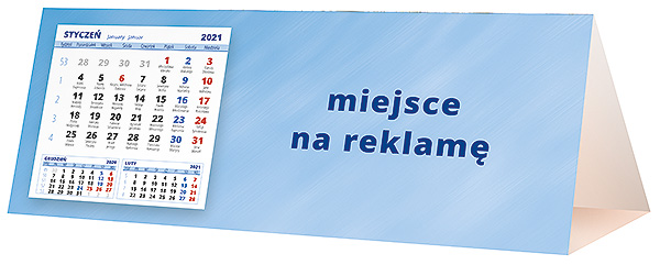 Kalendarz biurkowy, wzór KP3-083 – Tył piramidki – blok kalendarzowy i pole na Twoją reklamę
