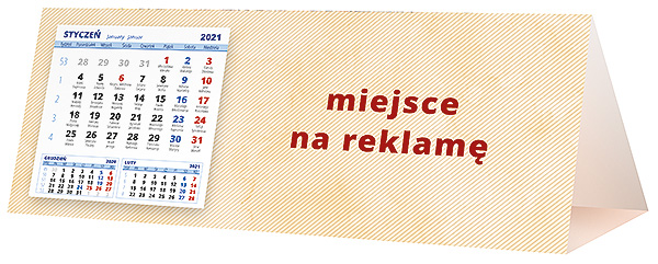 Kalendarz biurkowy, wzór KP3-084 – Tył piramidki – blok kalendarzowy i pole na Twoją reklamę