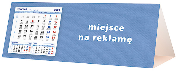 Kalendarz biurkowy, wzór KP3-085 – Tył piramidki – blok kalendarzowy i pole na Twoją reklamę
