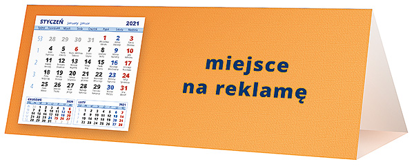 Kalendarz biurkowy, wzór KP3-086 – Tył piramidki – blok kalendarzowy i pole na Twoją reklamę
