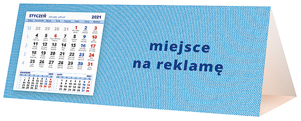 Kalendarz biurkowy, wzór KP3-087 – Tył piramidki – blok kalendarzowy i pole na Twoją reklamę