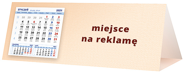 Kalendarz biurkowy, wzór KP3-088 – Tył piramidki – blok kalendarzowy i pole na Twoją reklamę