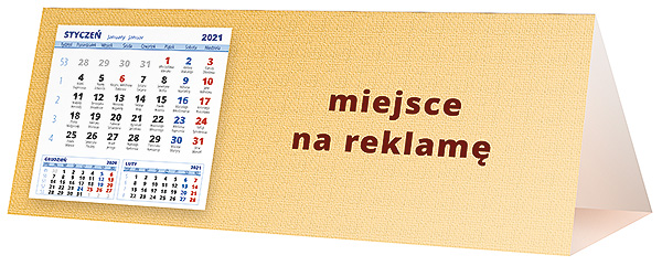 Kalendarz biurkowy, wzór KP3-089 – Tył piramidki – blok kalendarzowy i pole na Twoją reklamę