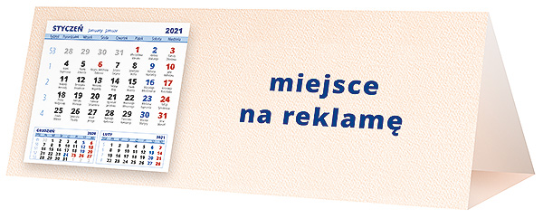 Kalendarz biurkowy, wzór KP3-090 – Tył piramidki – blok kalendarzowy i pole na Twoją reklamę