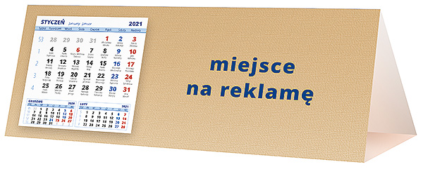 Kalendarz biurkowy, wzór KP3-091 – Tył piramidki – blok kalendarzowy i pole na Twoją reklamę