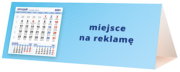 Kalendarz biurkowy, wzór KP3-092 – Tył piramidki – blok kalendarzowy i pole na Twoją reklamę