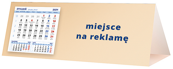 Kalendarz biurkowy, wzór KP3-093 – Tył piramidki – blok kalendarzowy i pole na Twoją reklamę