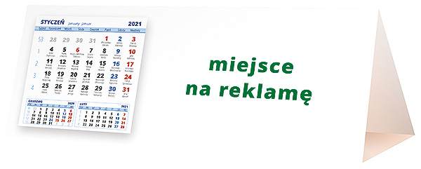 Kalendarz biurkowy, wzór KP3-096 – Tył piramidki – blok kalendarzowy i pole na Twoją reklamę