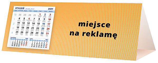 Kalendarz biurkowy, wzór KP3-097 – Tył piramidki – blok kalendarzowy i pole na Twoją reklamę