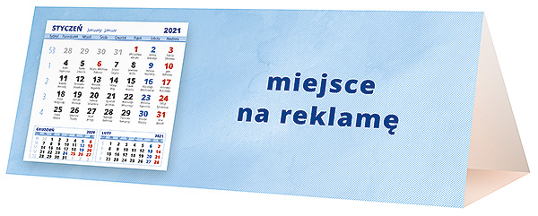 Kalendarz biurkowy, wzór KP3-098 – Tył piramidki – blok kalendarzowy i pole na Twoją reklamę