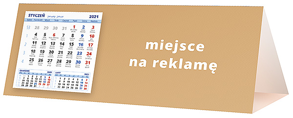 Kalendarz biurkowy, wzór KP3-099 – Tył piramidki – blok kalendarzowy i pole na Twoją reklamę