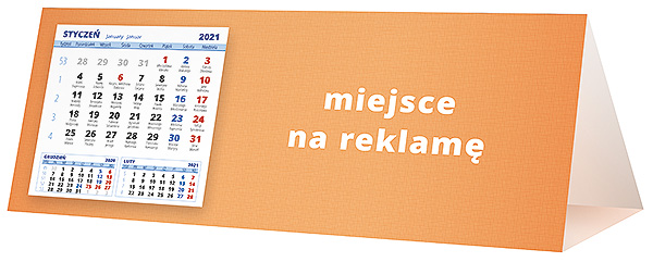 Kalendarz biurkowy, wzór KP3-100 – Tył piramidki – blok kalendarzowy i pole na Twoją reklamę