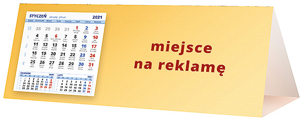 Kalendarz biurkowy, wzór KP3-101 – Tył piramidki – blok kalendarzowy i pole na Twoją reklamę