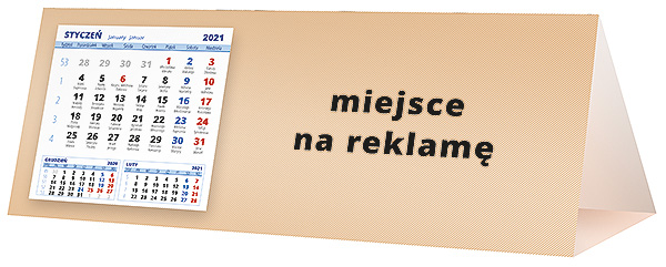 Kalendarz biurkowy, wzór KP3-103 – Tył piramidki – blok kalendarzowy i pole na Twoją reklamę