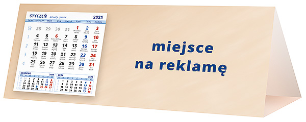 Kalendarz biurkowy, wzór KP3-105 – Tył piramidki – blok kalendarzowy i pole na Twoją reklamę