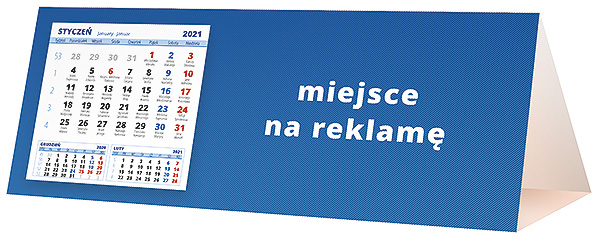 Kalendarz biurkowy, wzór KP3-106 – Tył piramidki – blok kalendarzowy i pole na Twoją reklamę