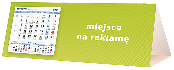 Kalendarz biurkowy, wzór KP3-107 – Tył piramidki – blok kalendarzowy i pole na Twoją reklamę