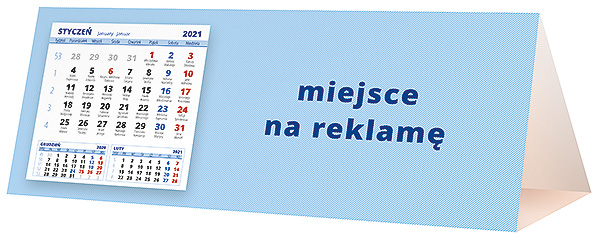 Kalendarz biurkowy, wzór KP3-108 – Tył piramidki – blok kalendarzowy i pole na Twoją reklamę