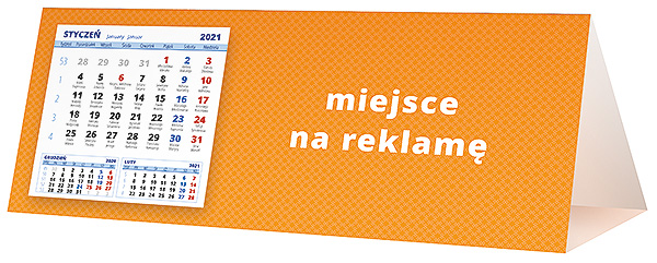 Kalendarz biurkowy, wzór KP3-109 – Tył piramidki – blok kalendarzowy i pole na Twoją reklamę