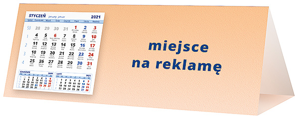 Kalendarz biurkowy, wzór KP3-110 – Tył piramidki – blok kalendarzowy i pole na Twoją reklamę