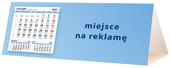Kalendarz biurkowy, wzór KP3-111 – Tył piramidki – blok kalendarzowy i pole na Twoją reklamę