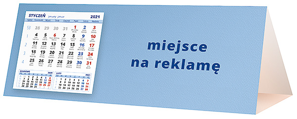 Kalendarz biurkowy, wzór KP3-112 – Tył piramidki – blok kalendarzowy i pole na Twoją reklamę