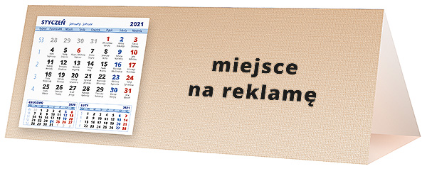 Kalendarz biurkowy, wzór KP3-113 – Tył piramidki – blok kalendarzowy i pole na Twoją reklamę