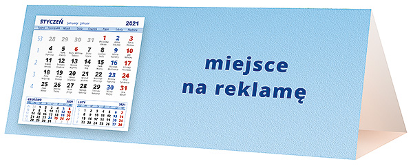 Kalendarz biurkowy, wzór KP3-114 – Tył piramidki – blok kalendarzowy i pole na Twoją reklamę