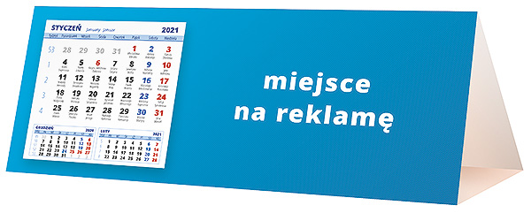 Kalendarz biurkowy, wzór KP3-115 – Tył piramidki – blok kalendarzowy i pole na Twoją reklamę