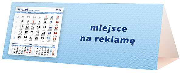 Kalendarz biurkowy, wzór KP3-116 – Tył piramidki – blok kalendarzowy i pole na Twoją reklamę
