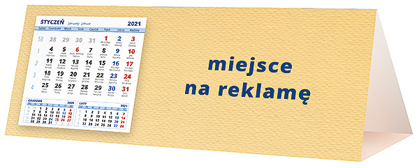 Kalendarz biurkowy, wzór KP3-118 – Tył piramidki – blok kalendarzowy i pole na Twoją reklamę