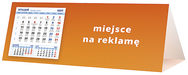 Kalendarz biurkowy, wzór KP3-119 – Tył piramidki – blok kalendarzowy i pole na Twoją reklamę