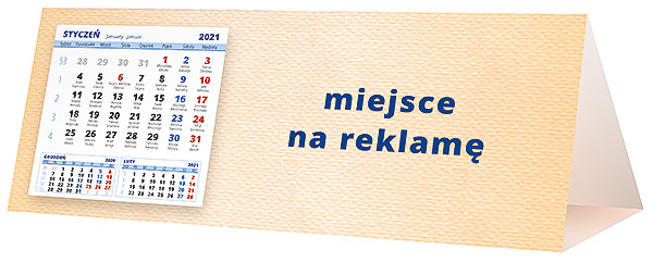 Kalendarz biurkowy, wzór KP3-120 – Tył piramidki – blok kalendarzowy i pole na Twoją reklamę